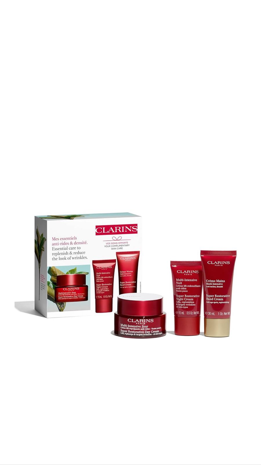 CLARINS MES ESSENTIELS ANTI-RIDES & DENSITÉ SET (50ml,30ml,15ml) كلارنس مجموعة العناية بالبشرة